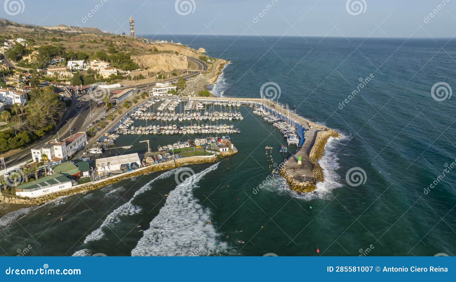 view of the port of el candado in the city of malaga, spain
