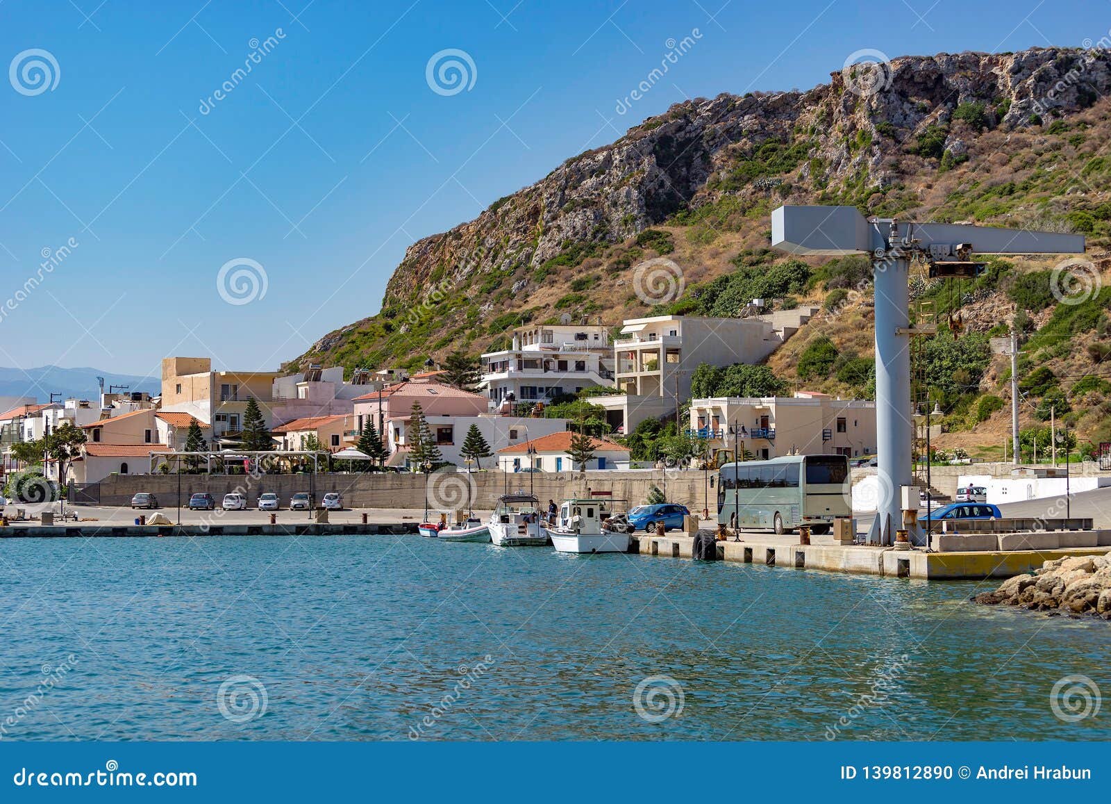 the view of port in kolymbari chania, crete, greece