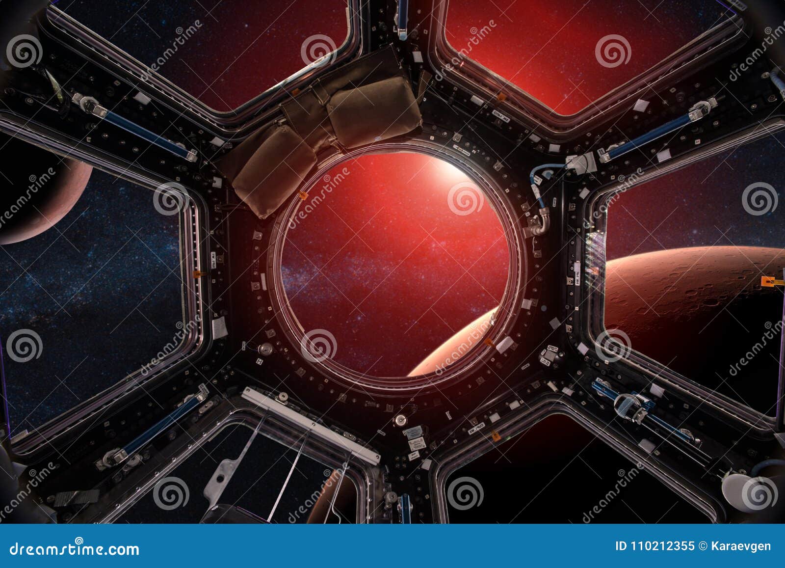 View From A Porthole Of Space Station On The Mars Background - 