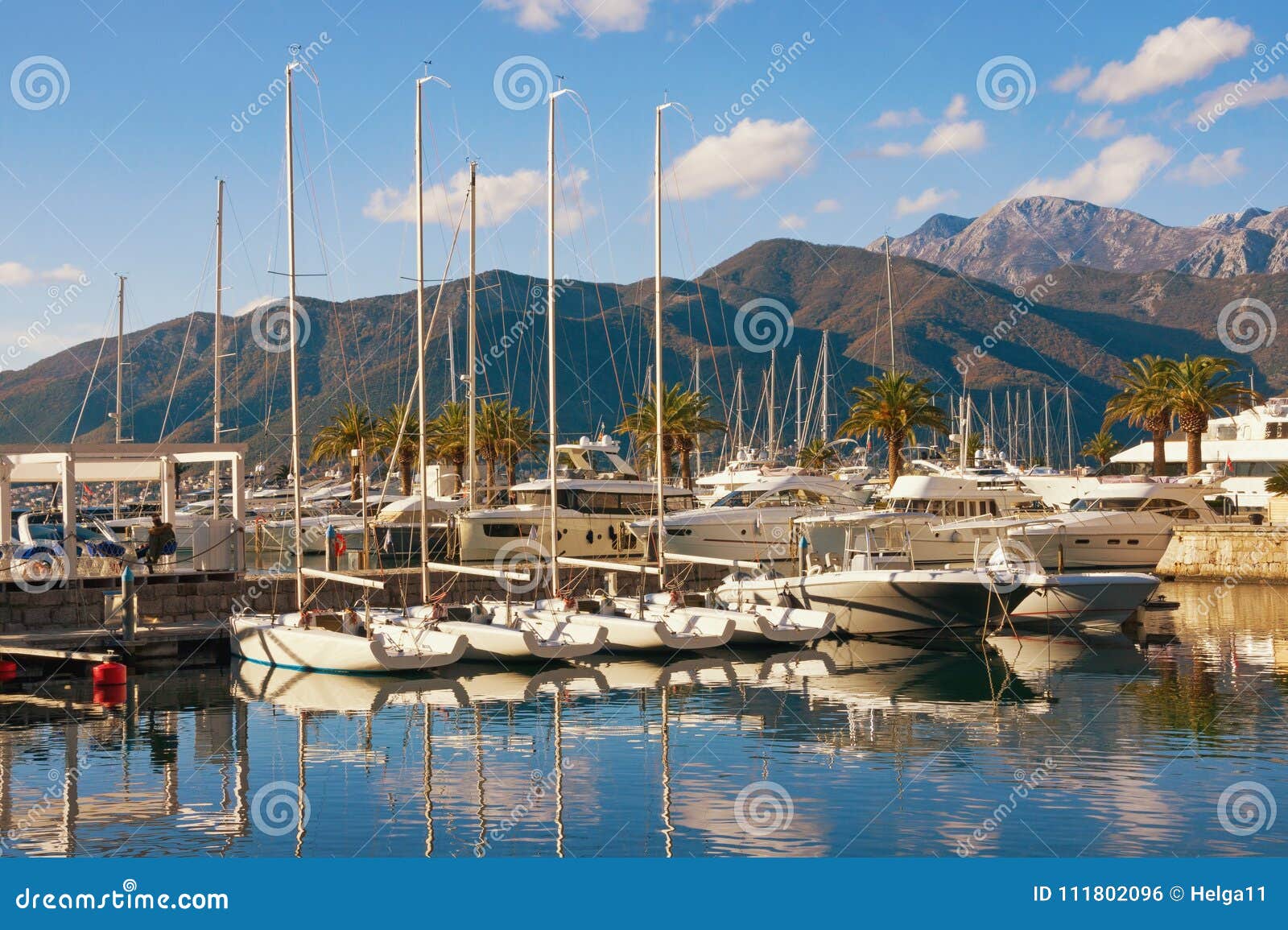 View of Porto Montenegro - Yacht Marina in the Adriatic. Tivat City ...
