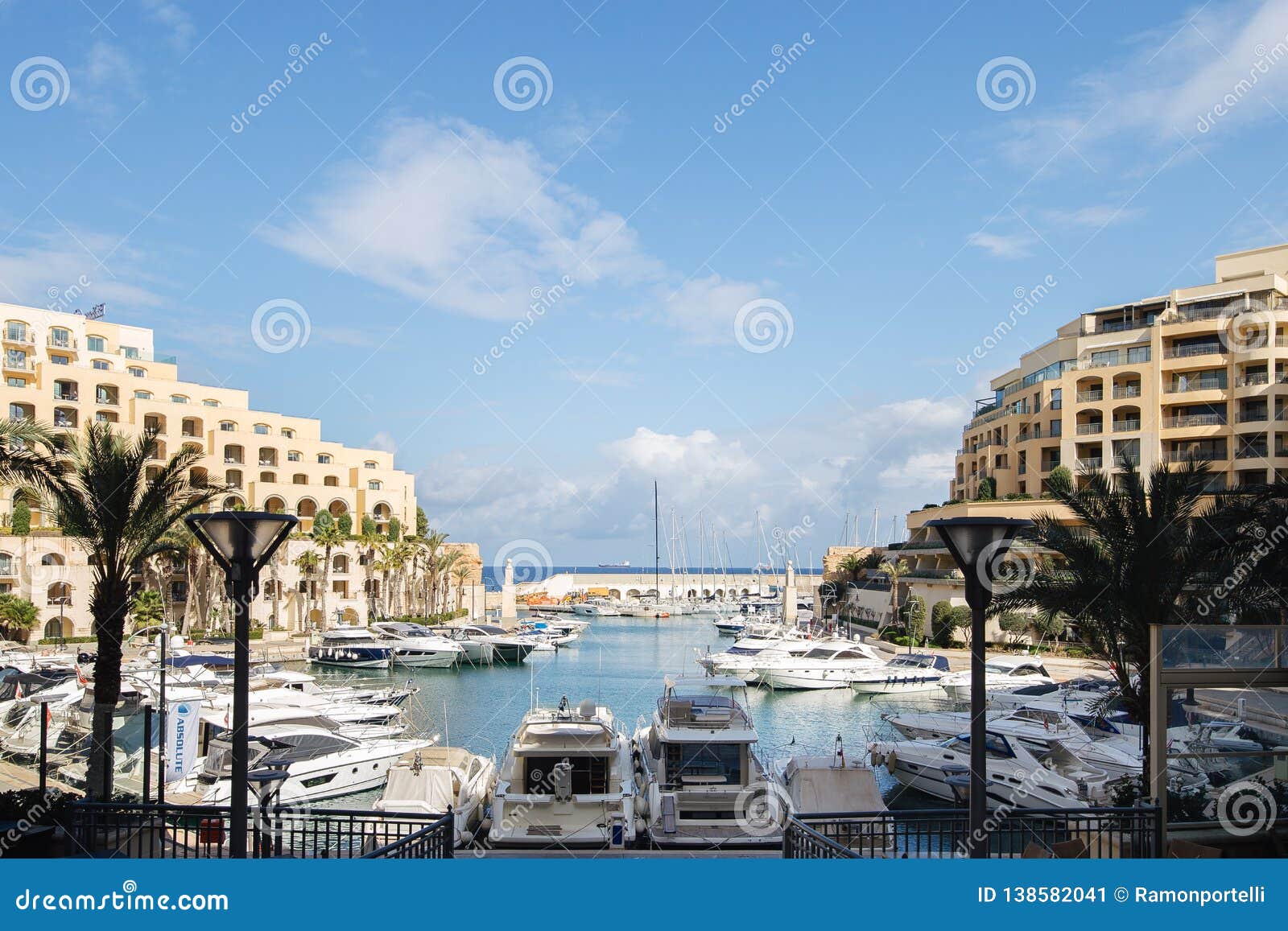 View of the Portomaso Marina in St Julians Malta Editorial Photo