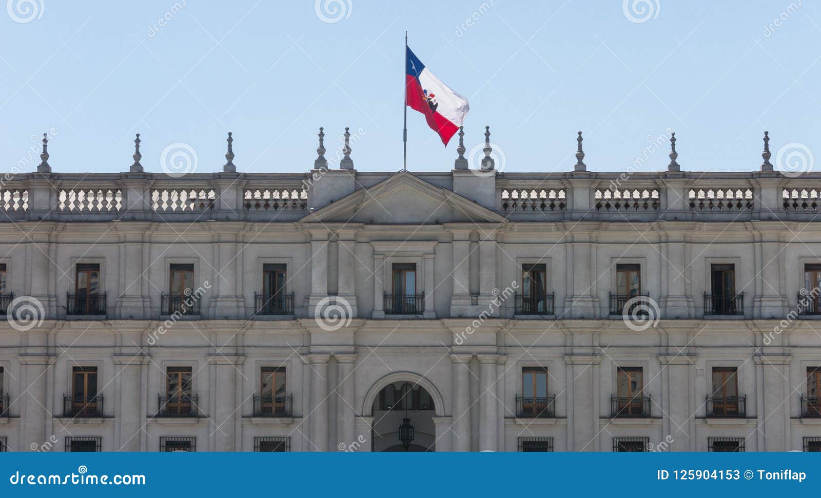 view of the presidential palace, known as la moneda, in santiago