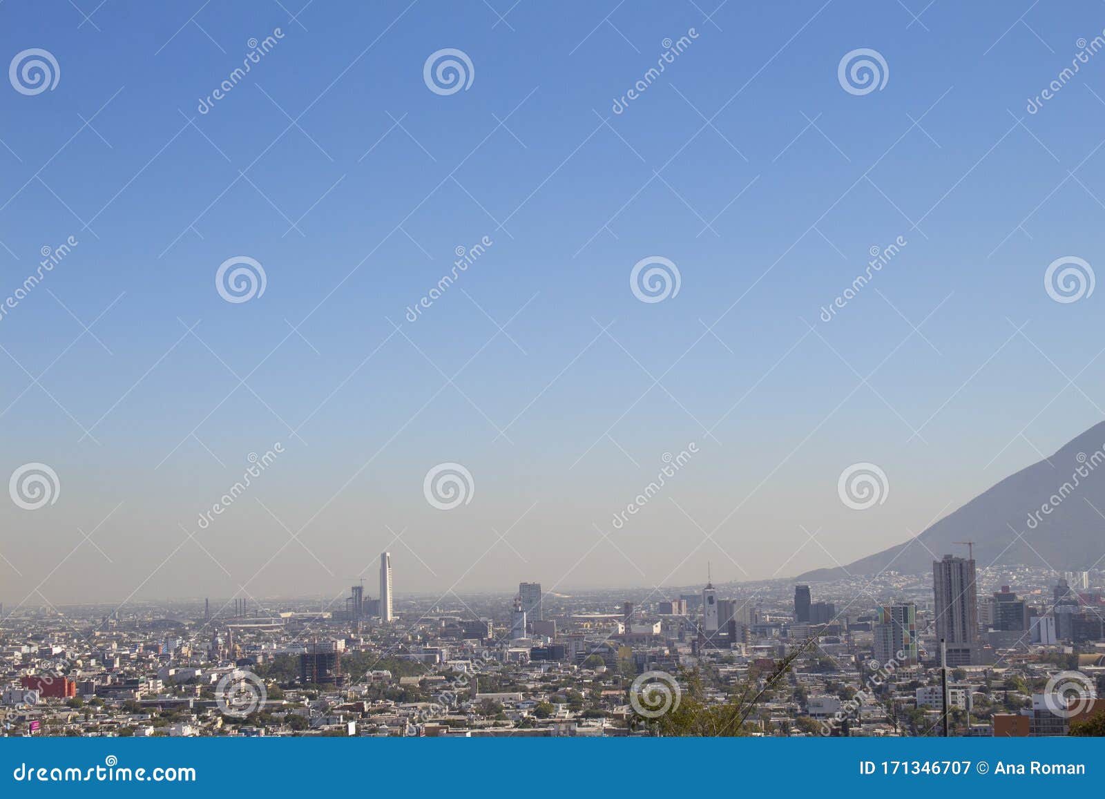 View of the Progress in Pollution in the City of Monterrey Mexico Stock