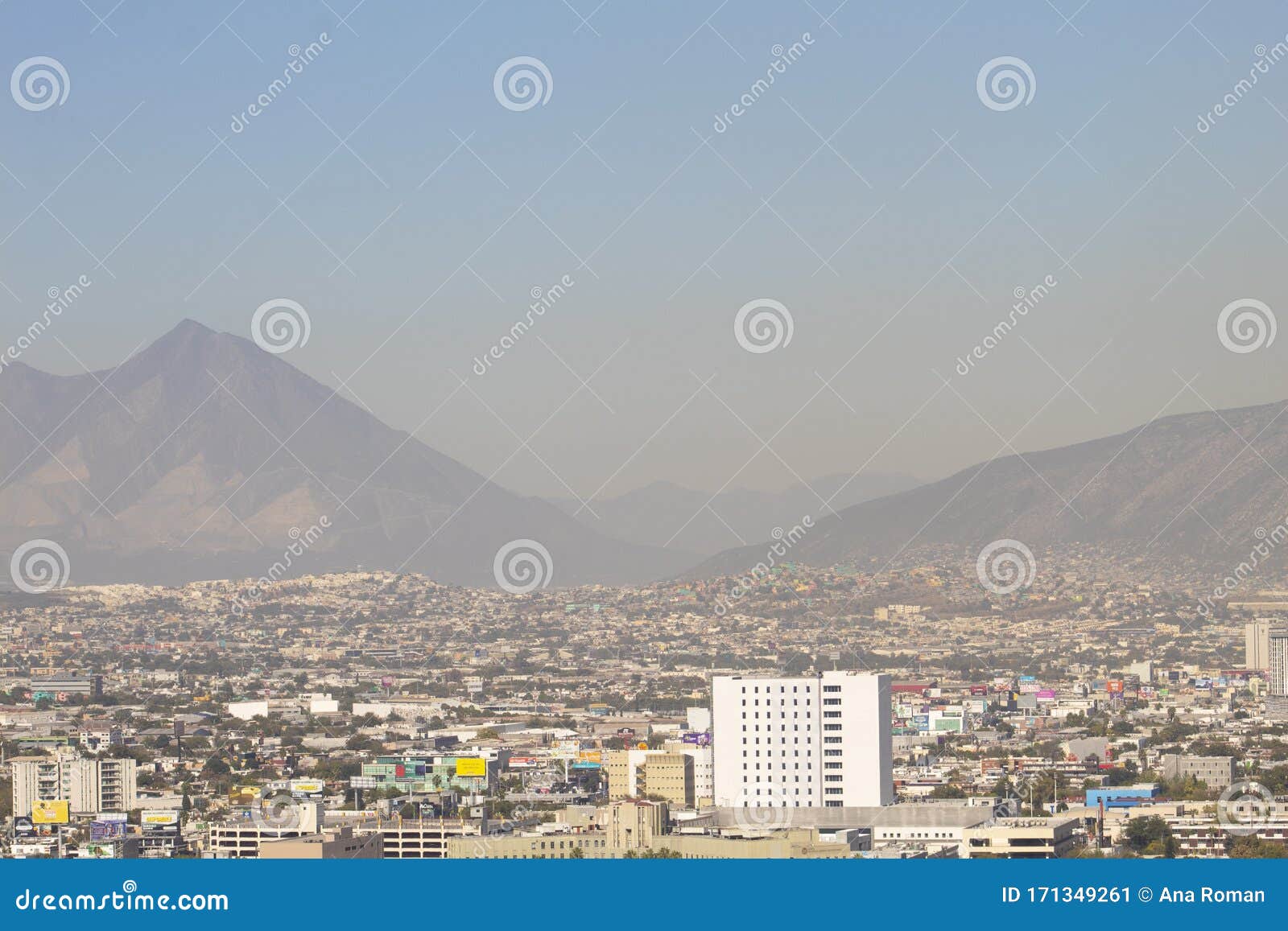 View of the Progress in Pollution in the City of Monterrey Mexico Stock
