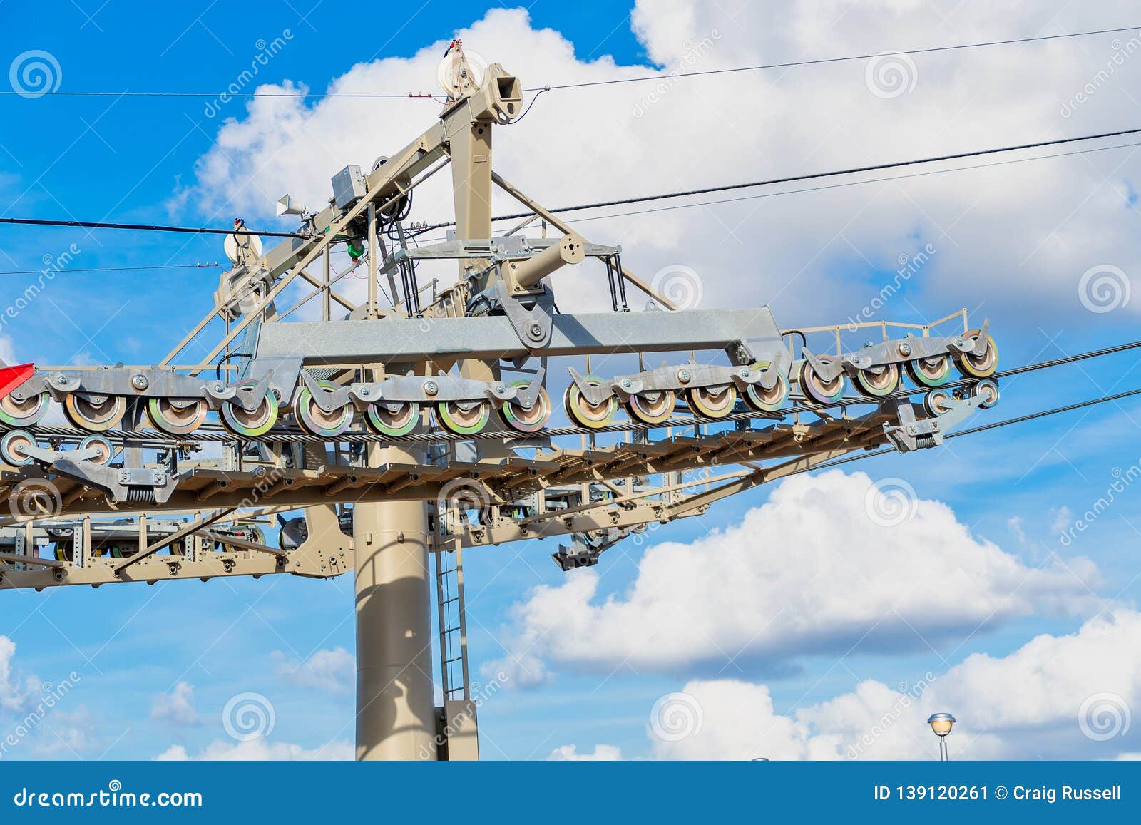 Pulley System of a Cable Car Tower Stock Image Image of technology