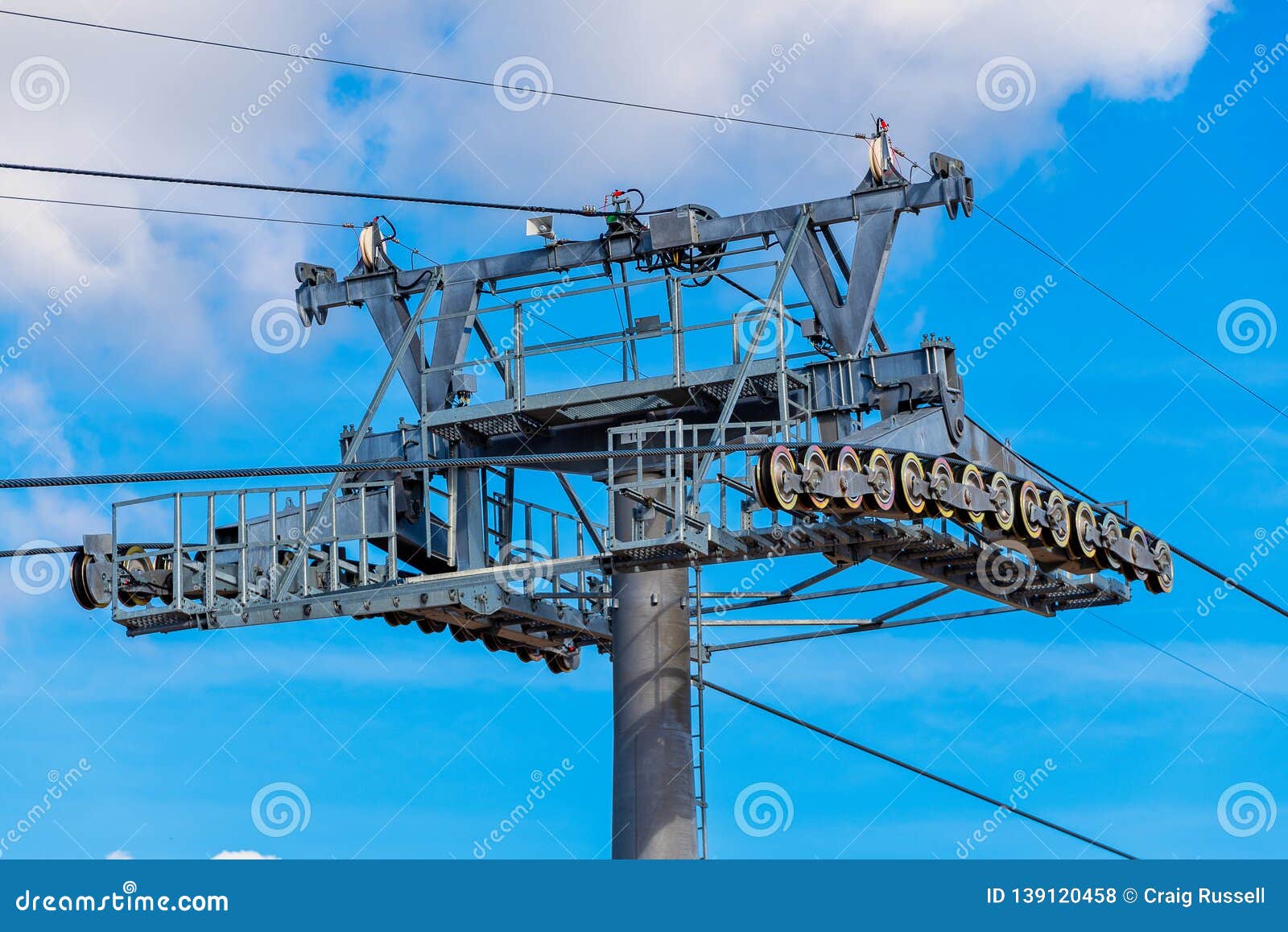 Pulley System of a Cable Car Tower Stock Photo Image of mountain