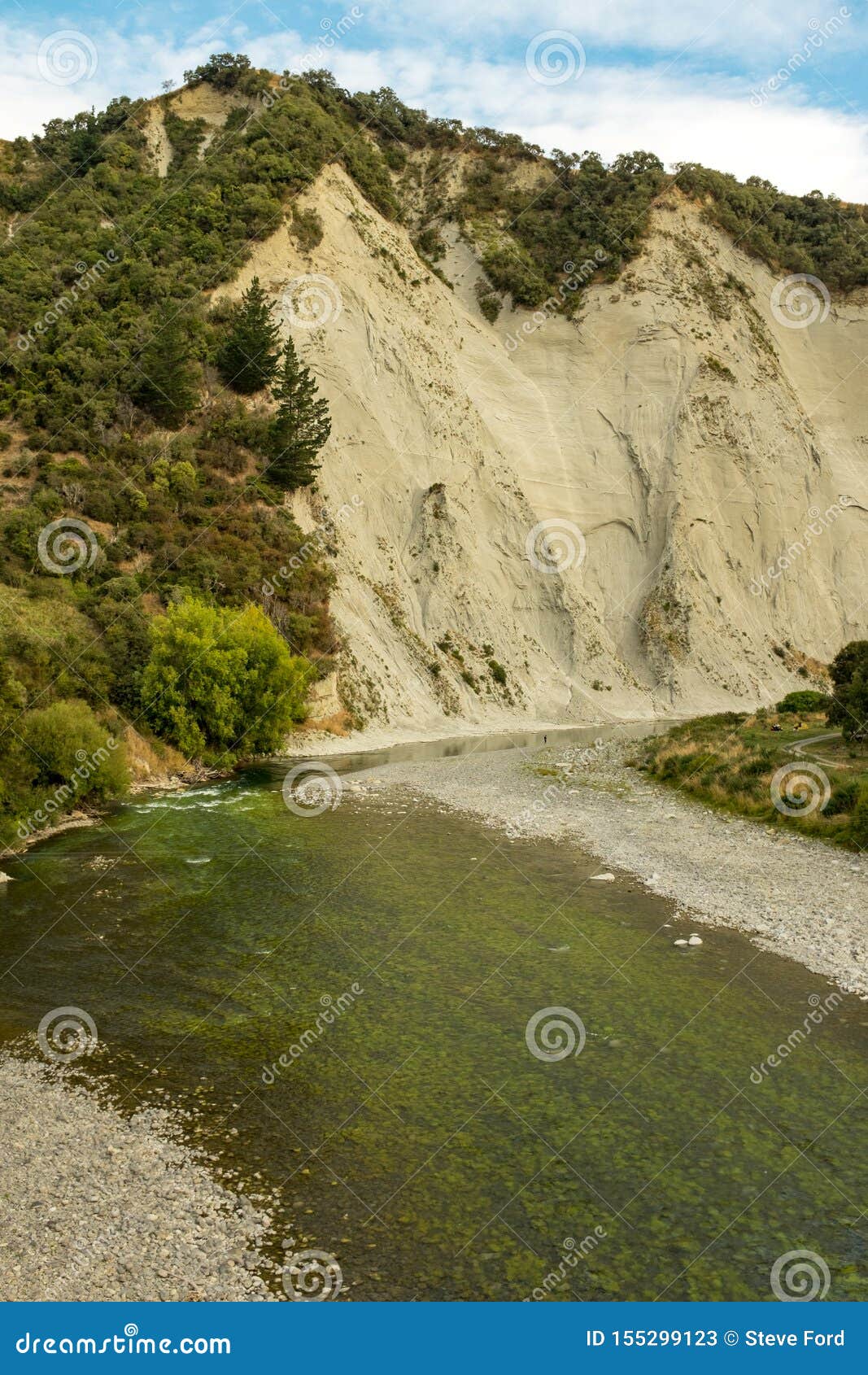 view of rangitikei river and the surrounding cliffs as the river weaves through the lush countryside