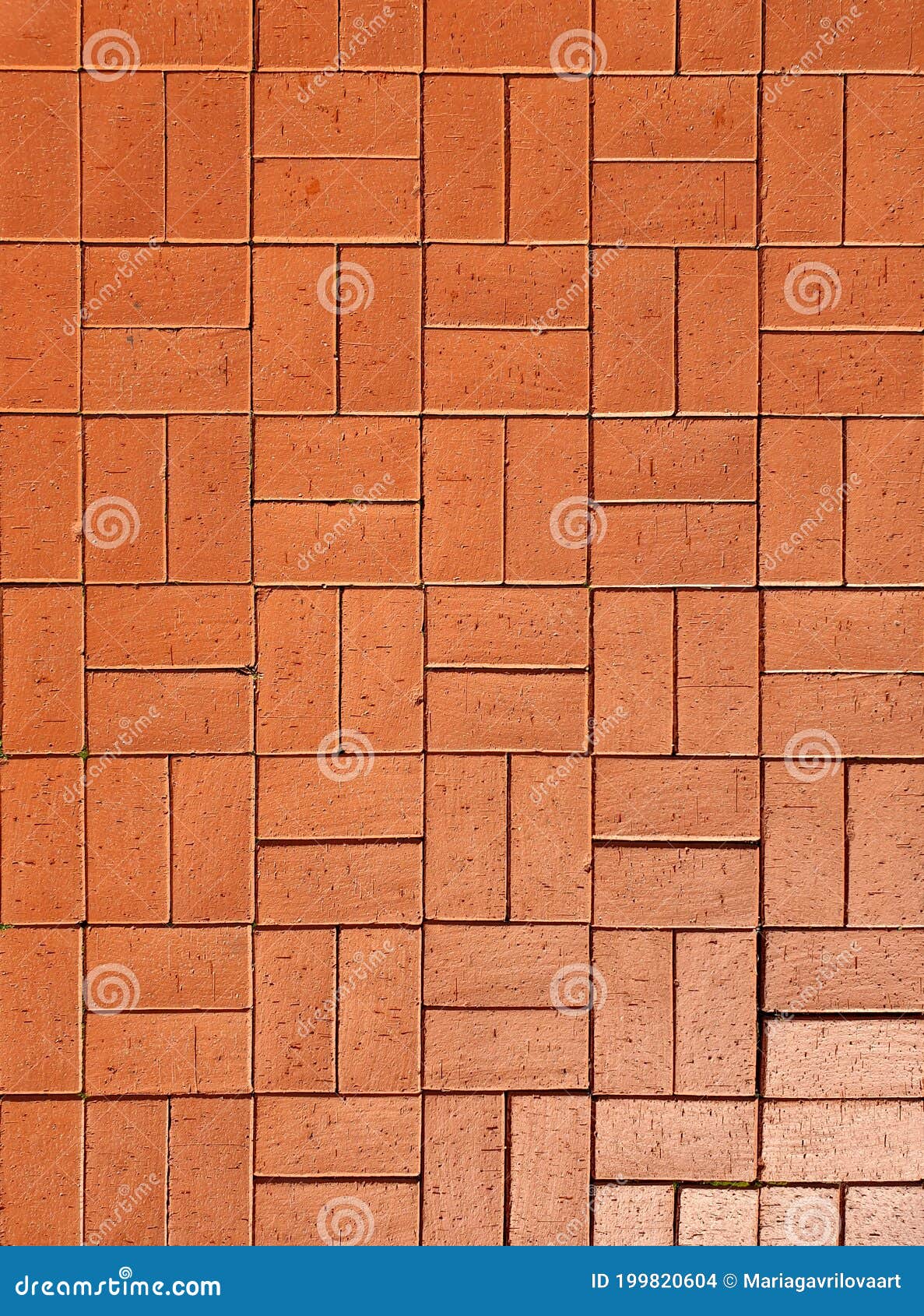 View on Red Paving Stone Road. Pavement of Red Granite Texture Stock