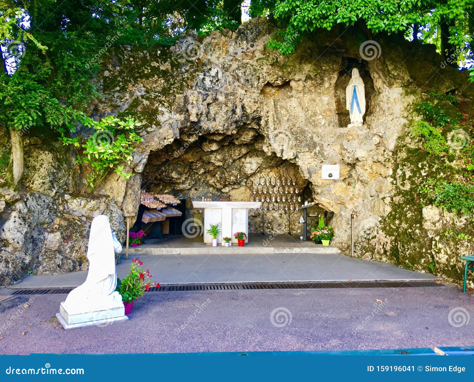 A View of the Replica of the Grotto of Lourdes Stock Image - Image of ...