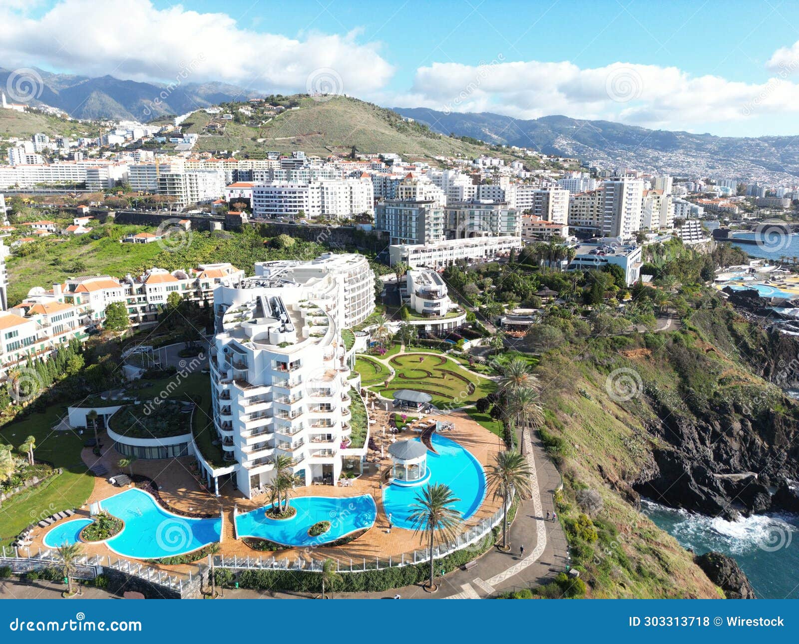 view of a residential area located by the sea: pestana grand hotel funchal madeira
