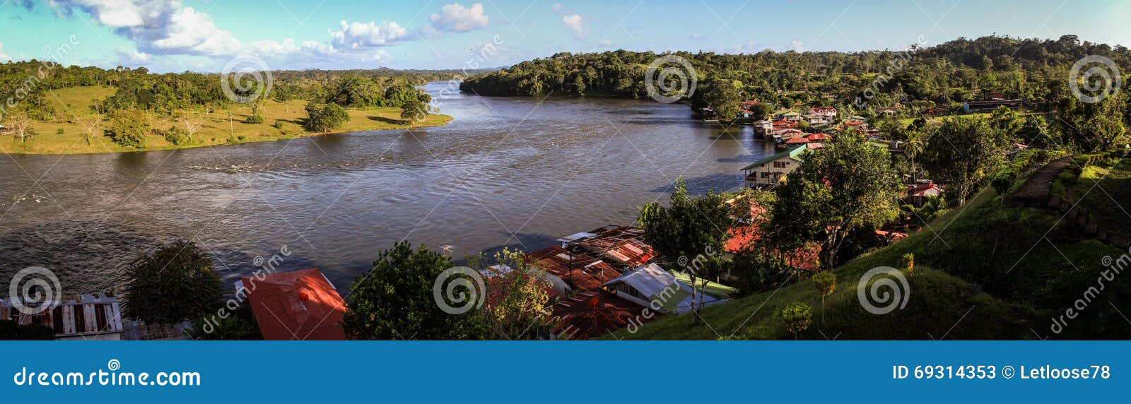 view of the rio san juan, from the old spanish fortress, village of el castillo, rio san juan, nicaragua