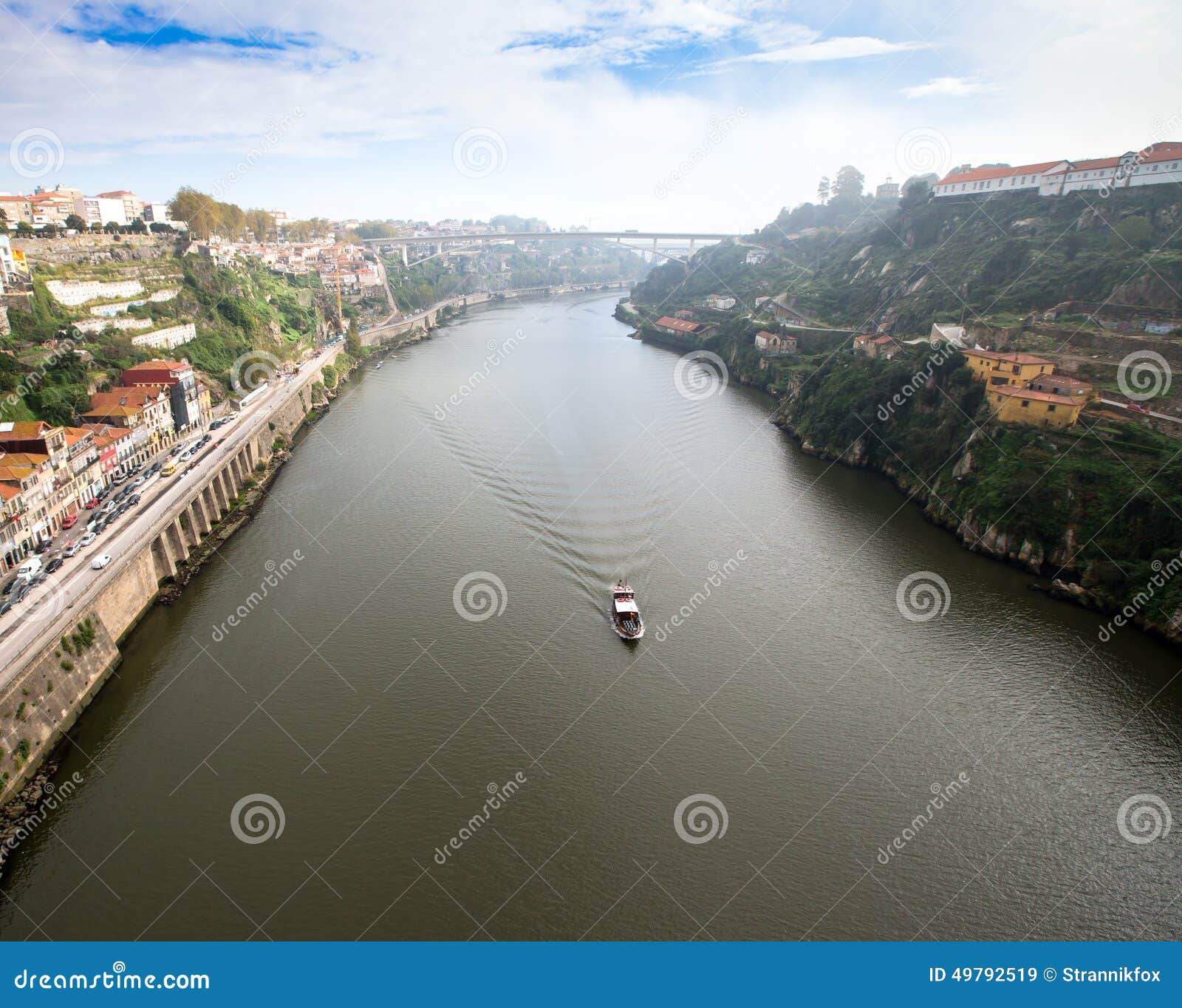 view of the river douro and waterfronts in the city of porto. sunny day