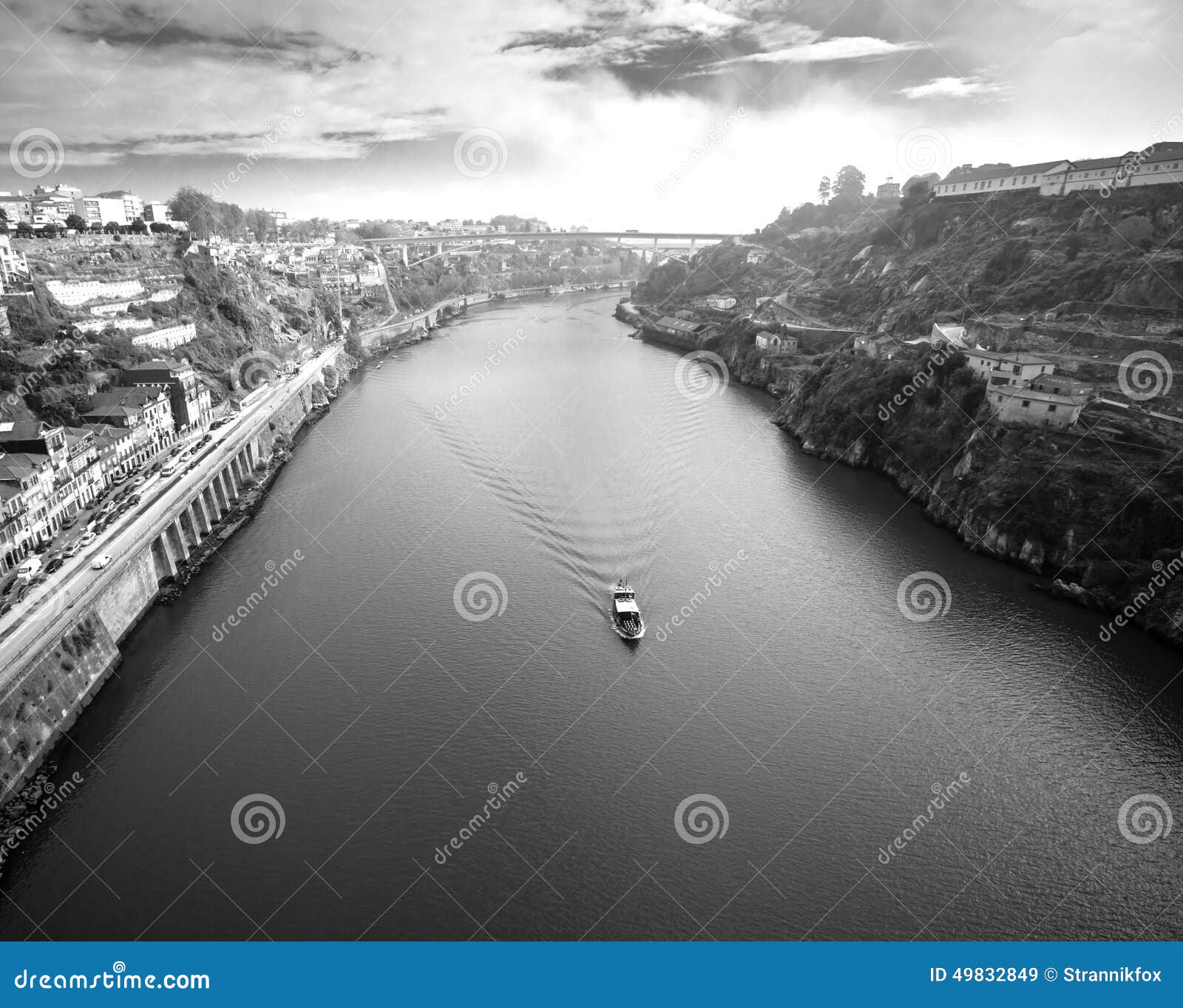 view of the river douro and waterfronts in the city of porto. sunny day. toned