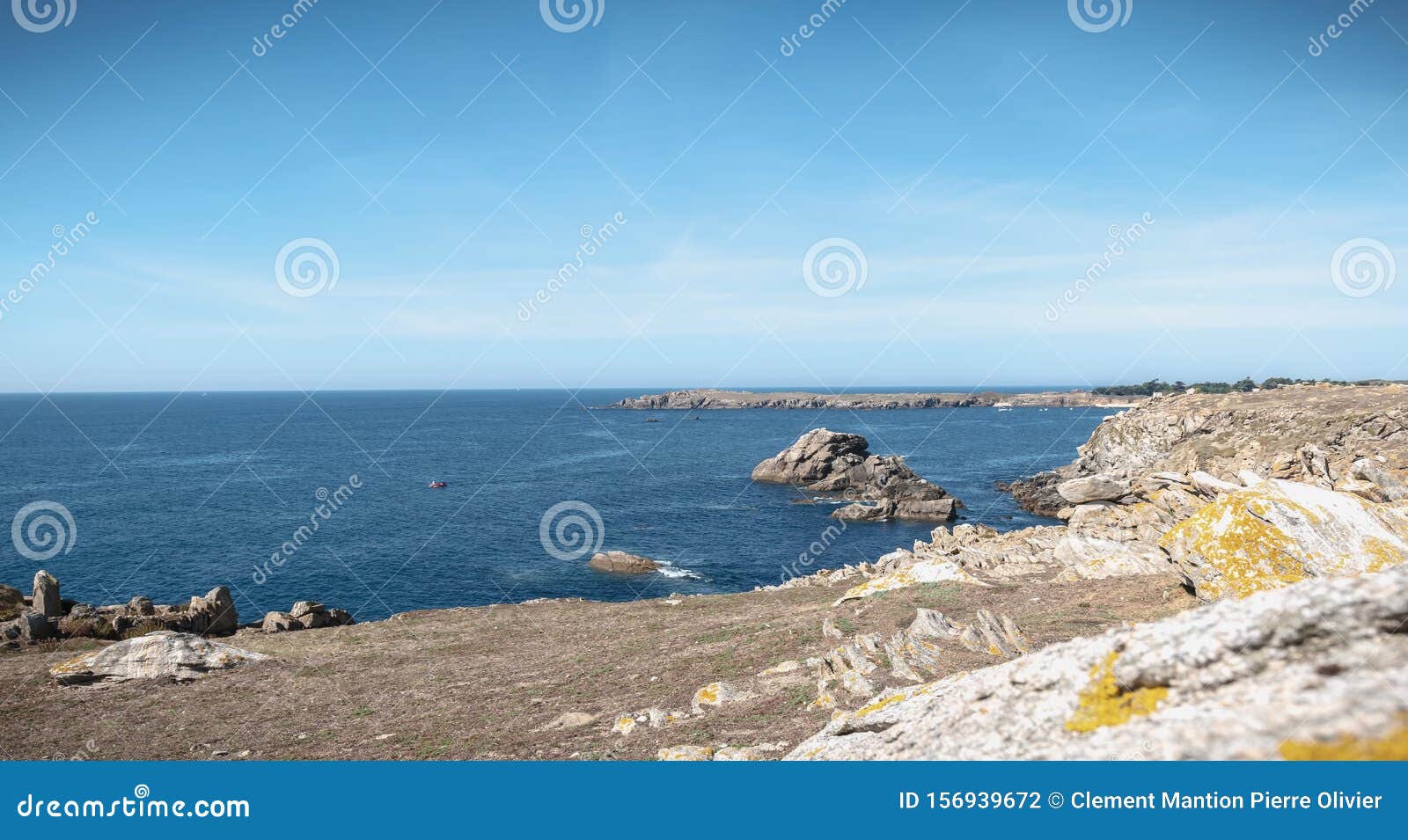 View Of The Rocky Coast Of The Island Of Yeu Vendee France Stock