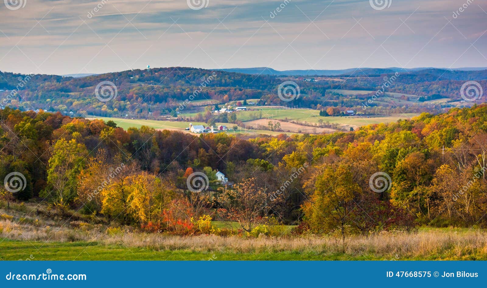 view of rolling hills in rural frederick county, maryland.