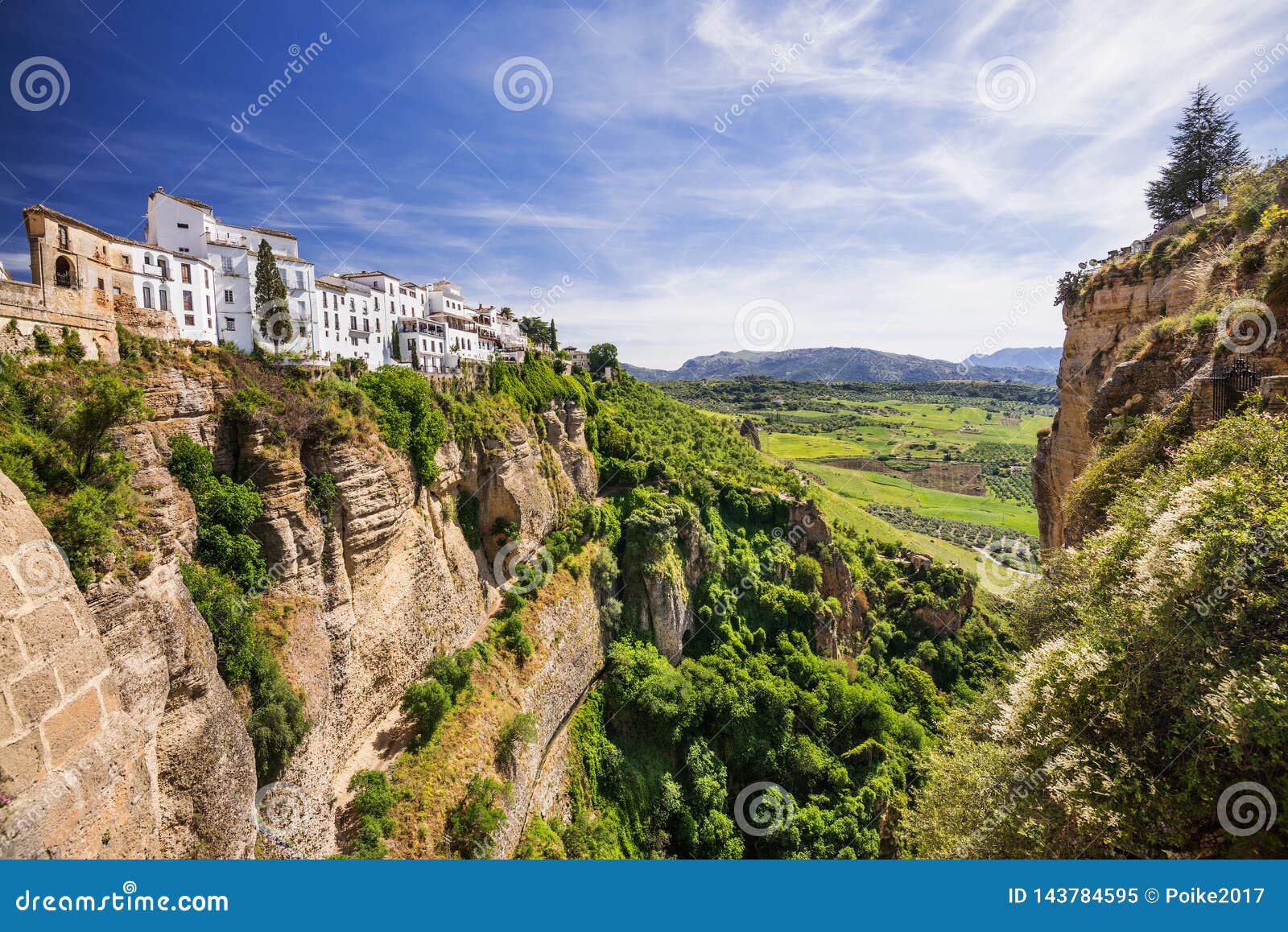 view of ronda village, one of the famous white villages pueblos blancos of andalucia, spain