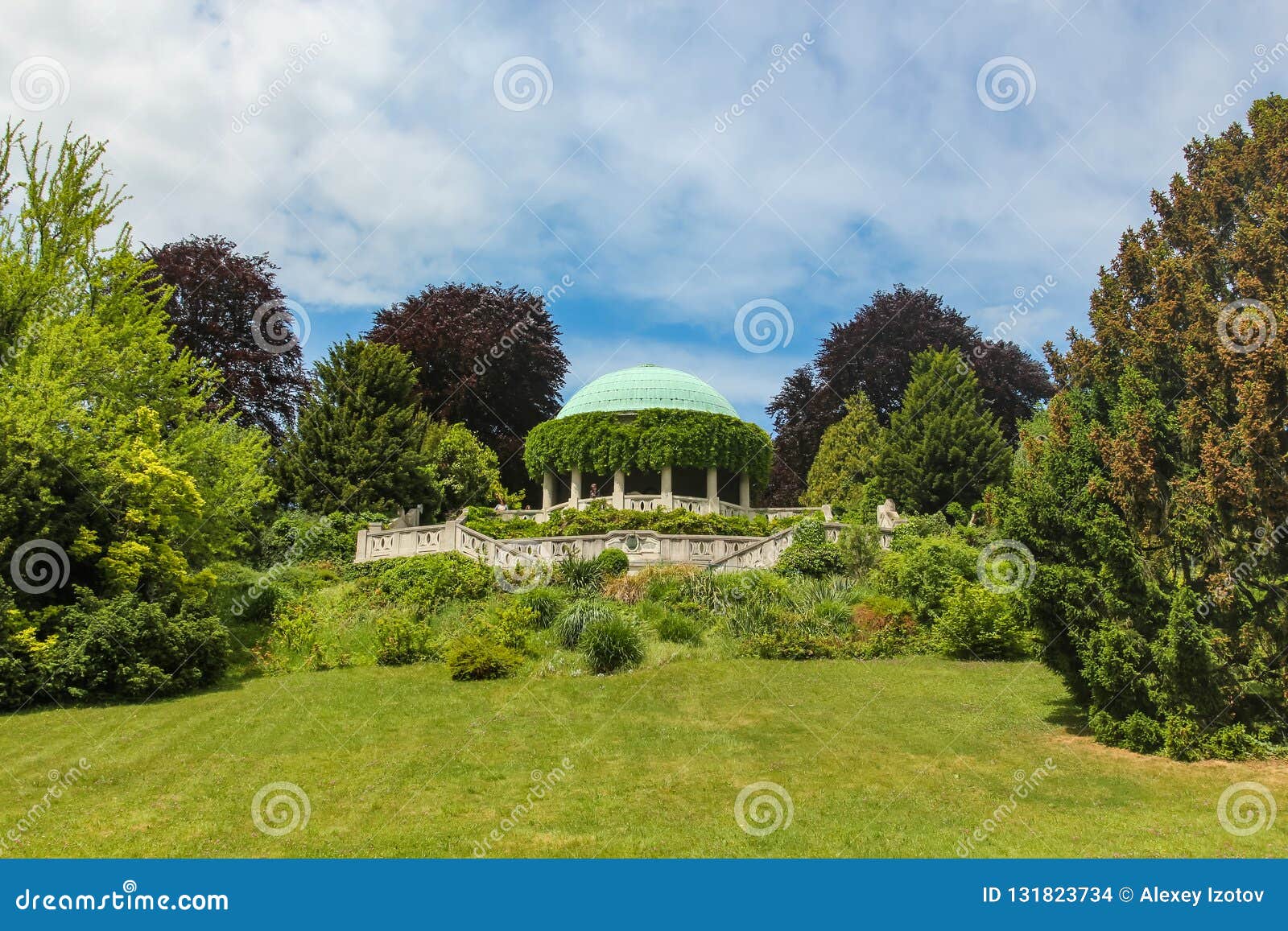 view of rotunda in kurpark in baden. austria