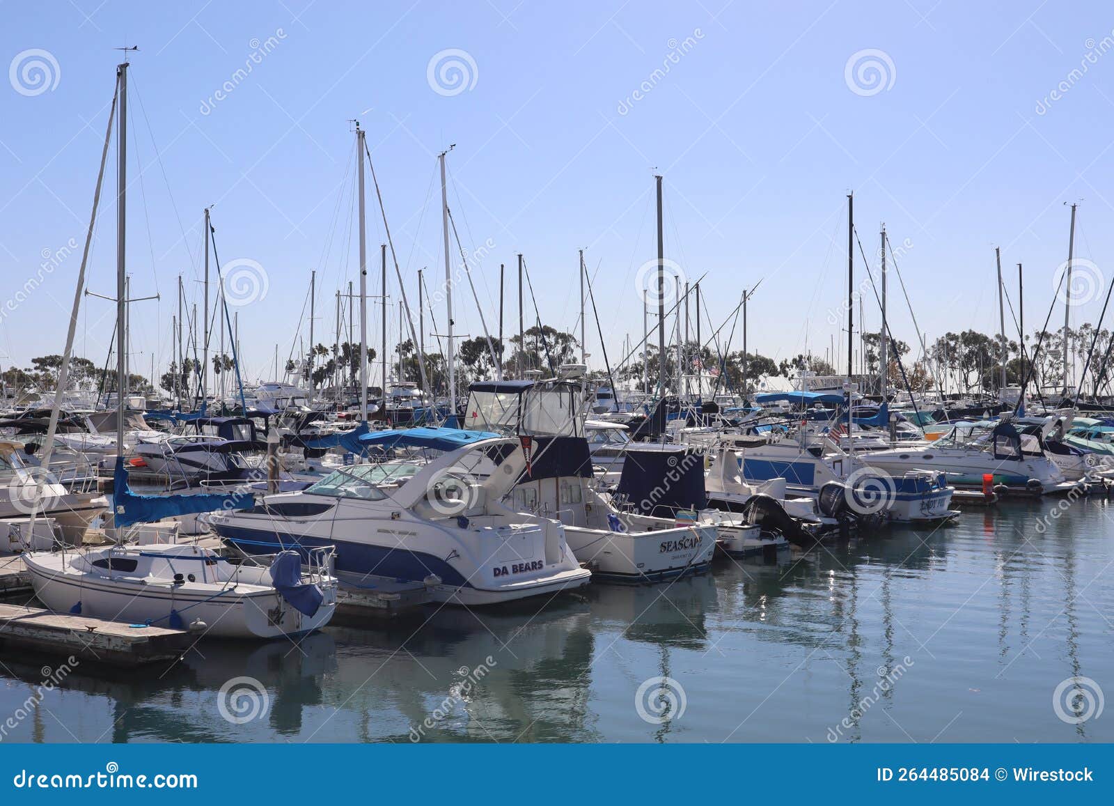 View of a Row of Boats and Yachts in Dana Point Harbor, California ...