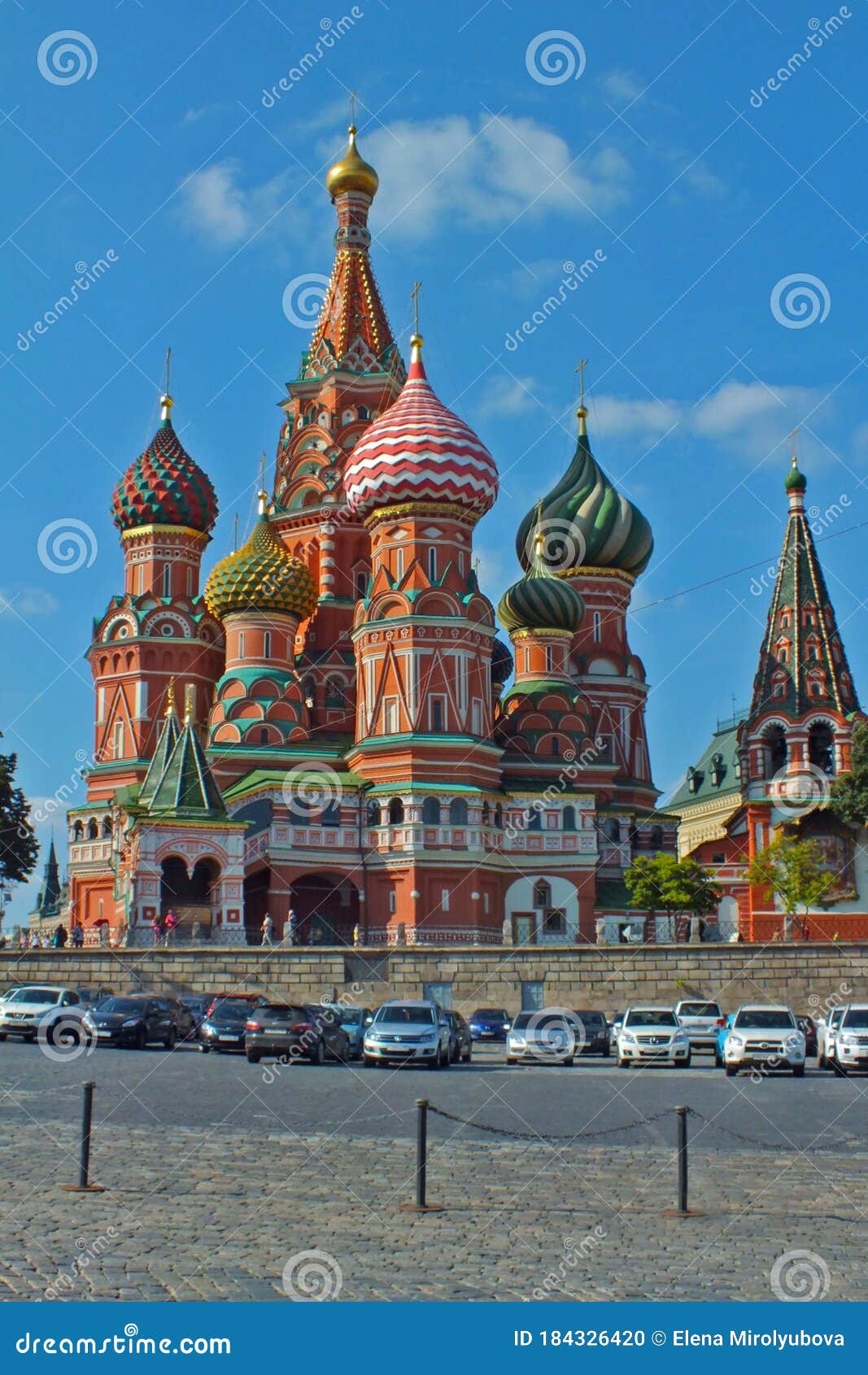 view of saint basil`s cathedral in red square in moscow