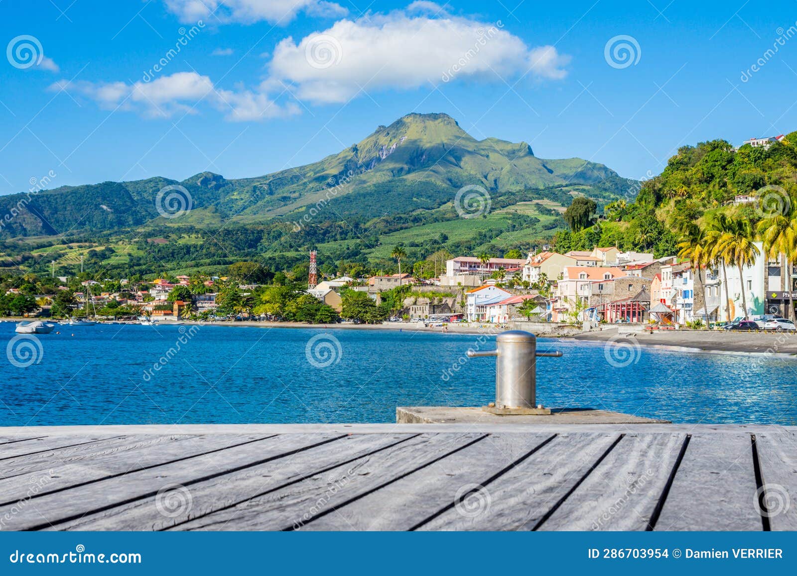 from saint pierre pontoon in martinique beside mount pelÃ©e volcano