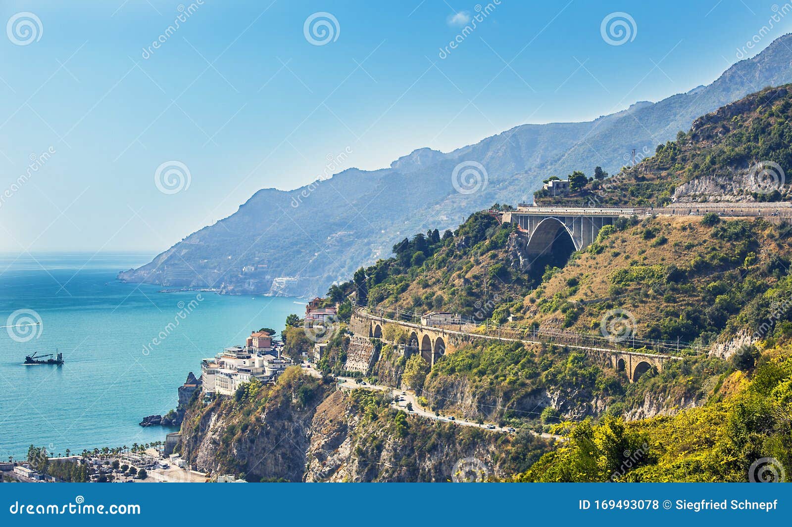 view of salerno and the gulf of salerno italy