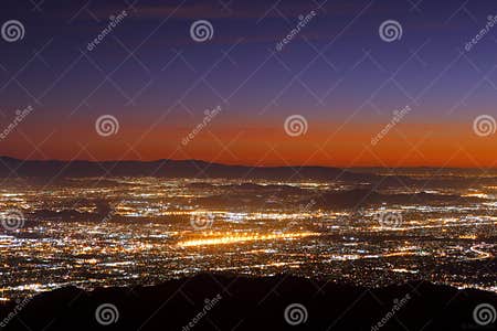 Night Falls on San Bernardino County Stock Photo - Image of lights ...