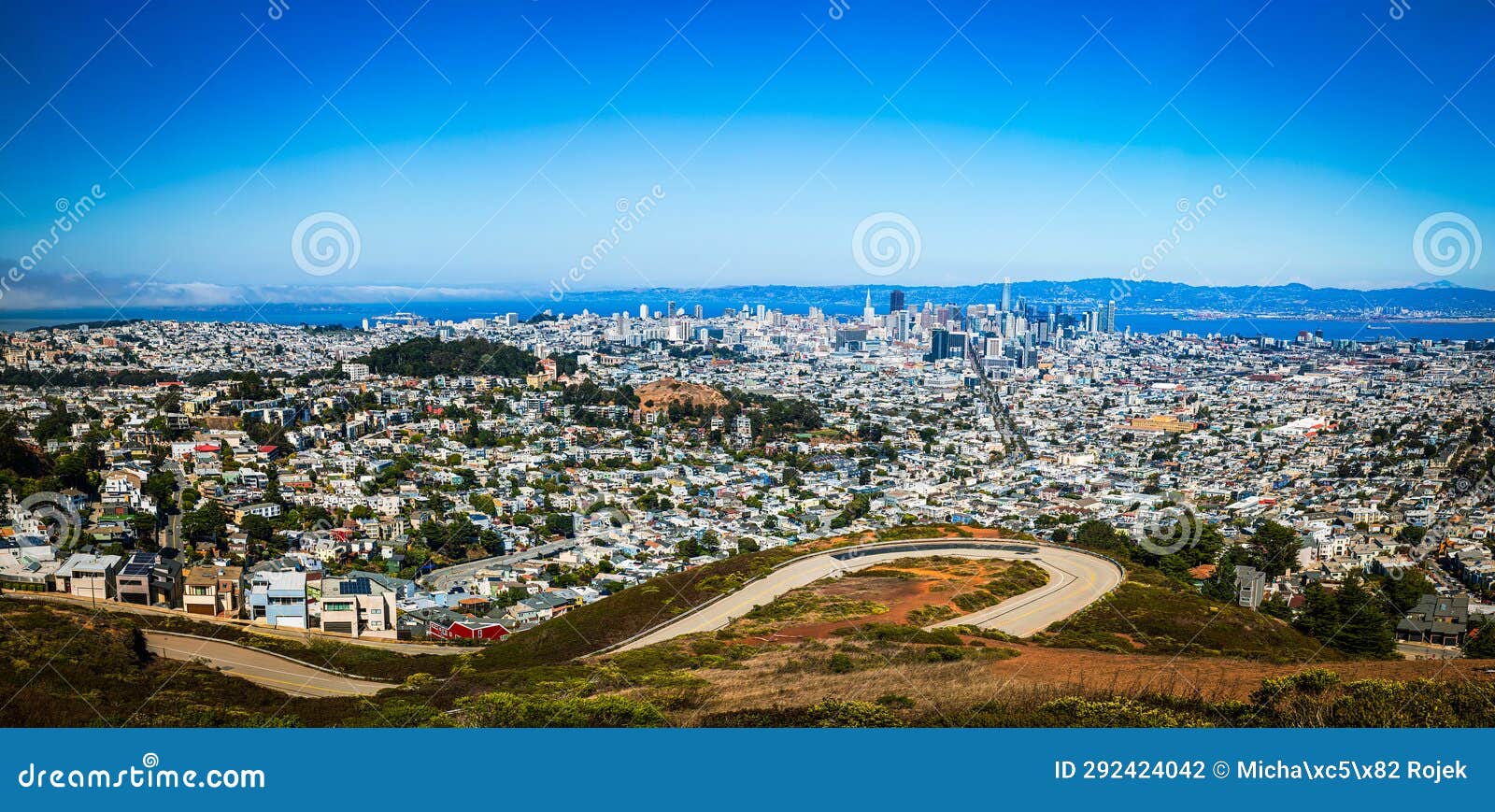 View of the San Francisco Skyline from Christmas Tree Point Stock Photo