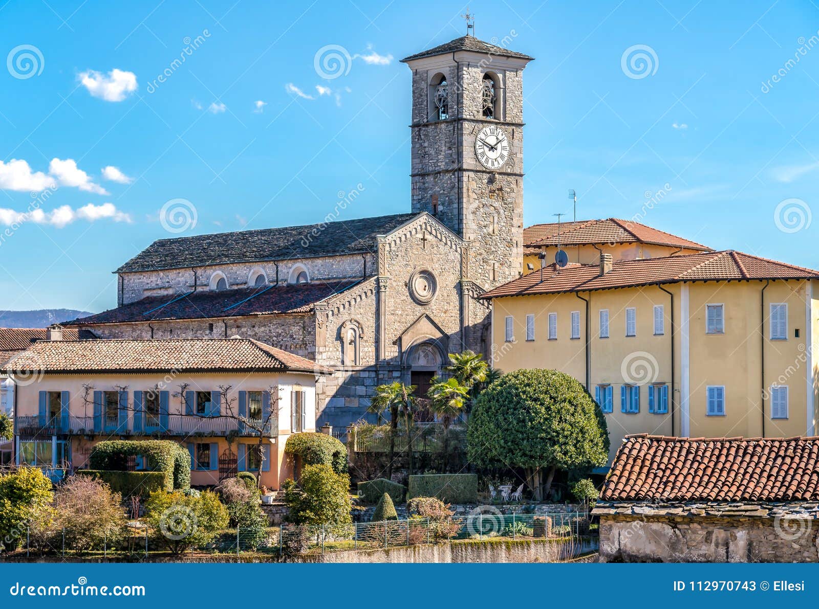 view of san vittore romanesque church located in the locality canonica of brezzo di bedero above lake maggiore in province of vare