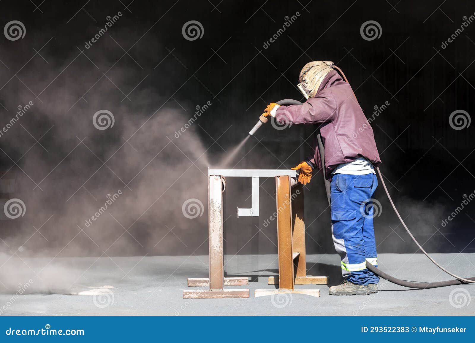 View of the Sandblasting or Abrasive Blasting. Abrasive Blasting, More