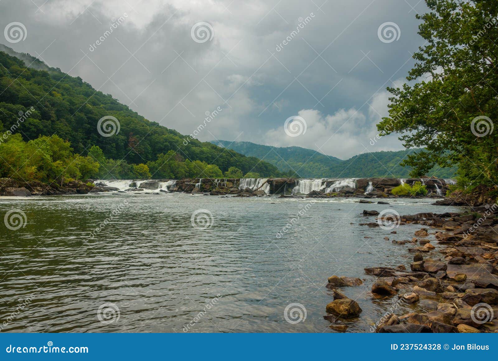 View of Sandstone Falls on the New River in West Virginia Stock Photo