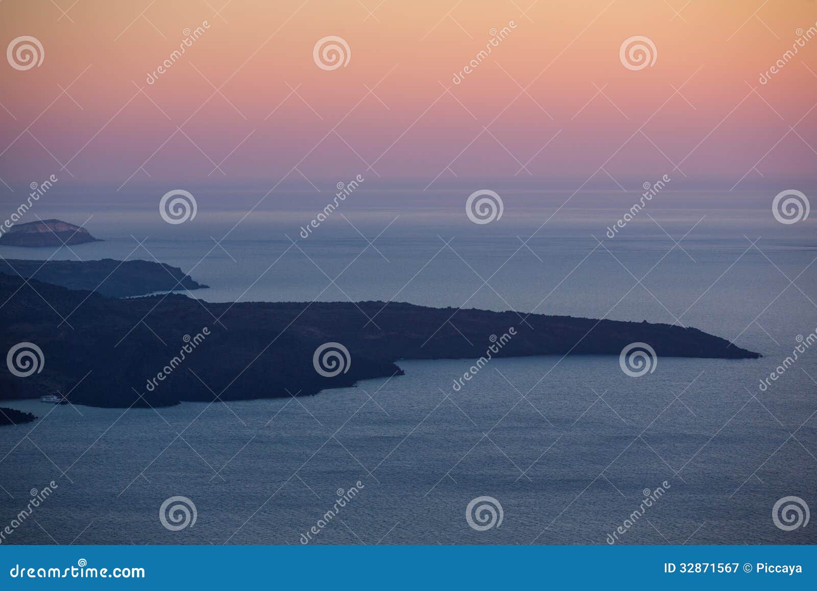 view of santorini beach at nightfall in greece