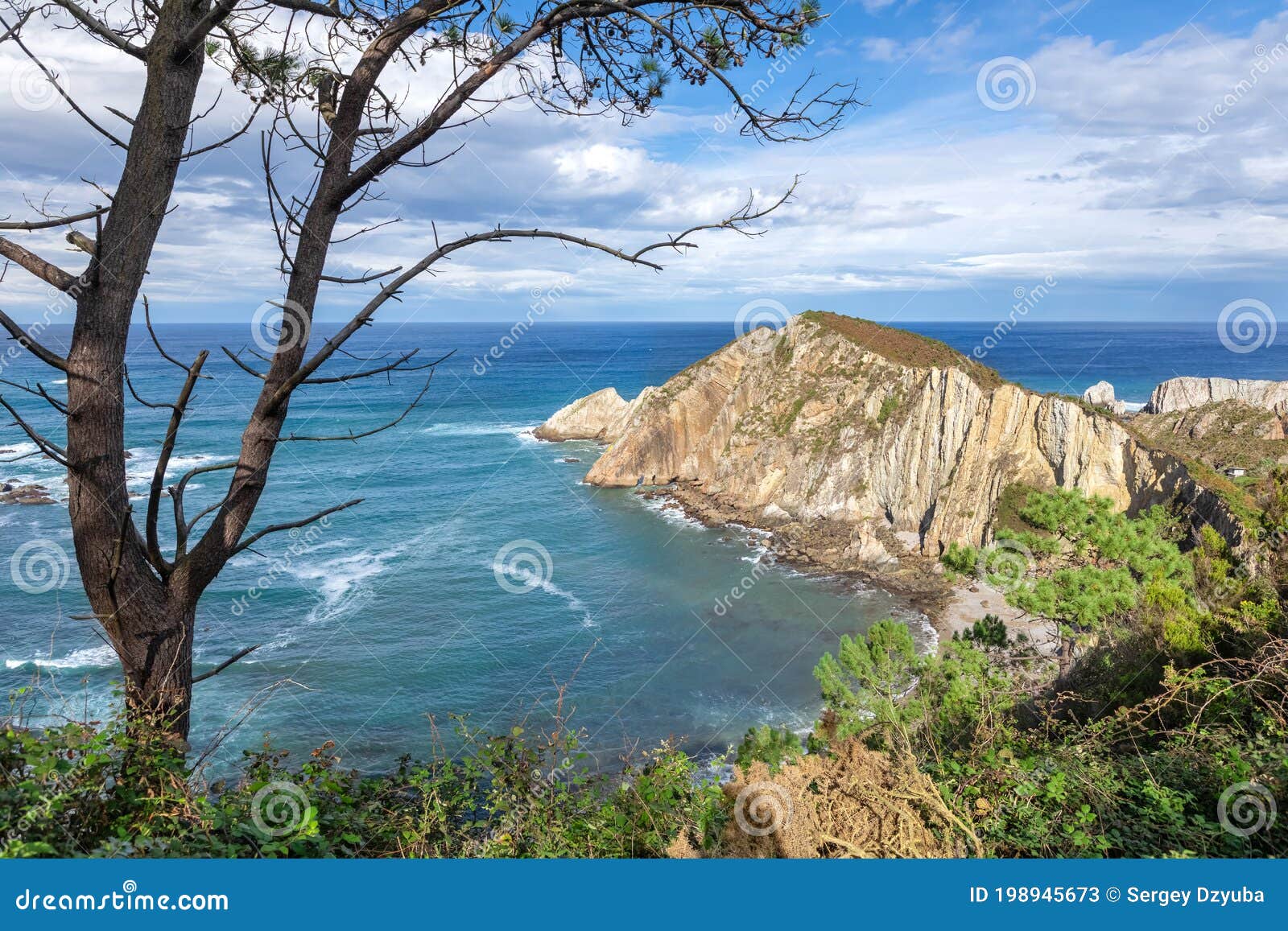 sea coast close to playa del silencio beach in asturias, spain