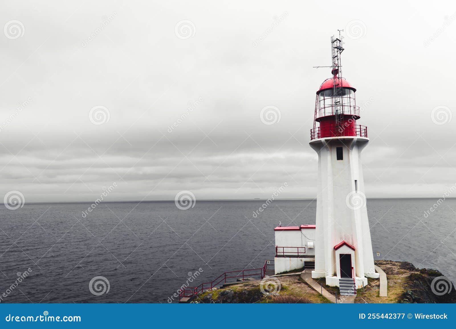 View of the Sea and Sheringham Point Lighthouse. Shirley, Canada Stock