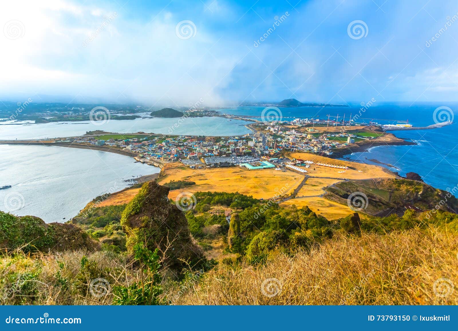 view from seongsan ilchulbong moutain in jeju island, south korea