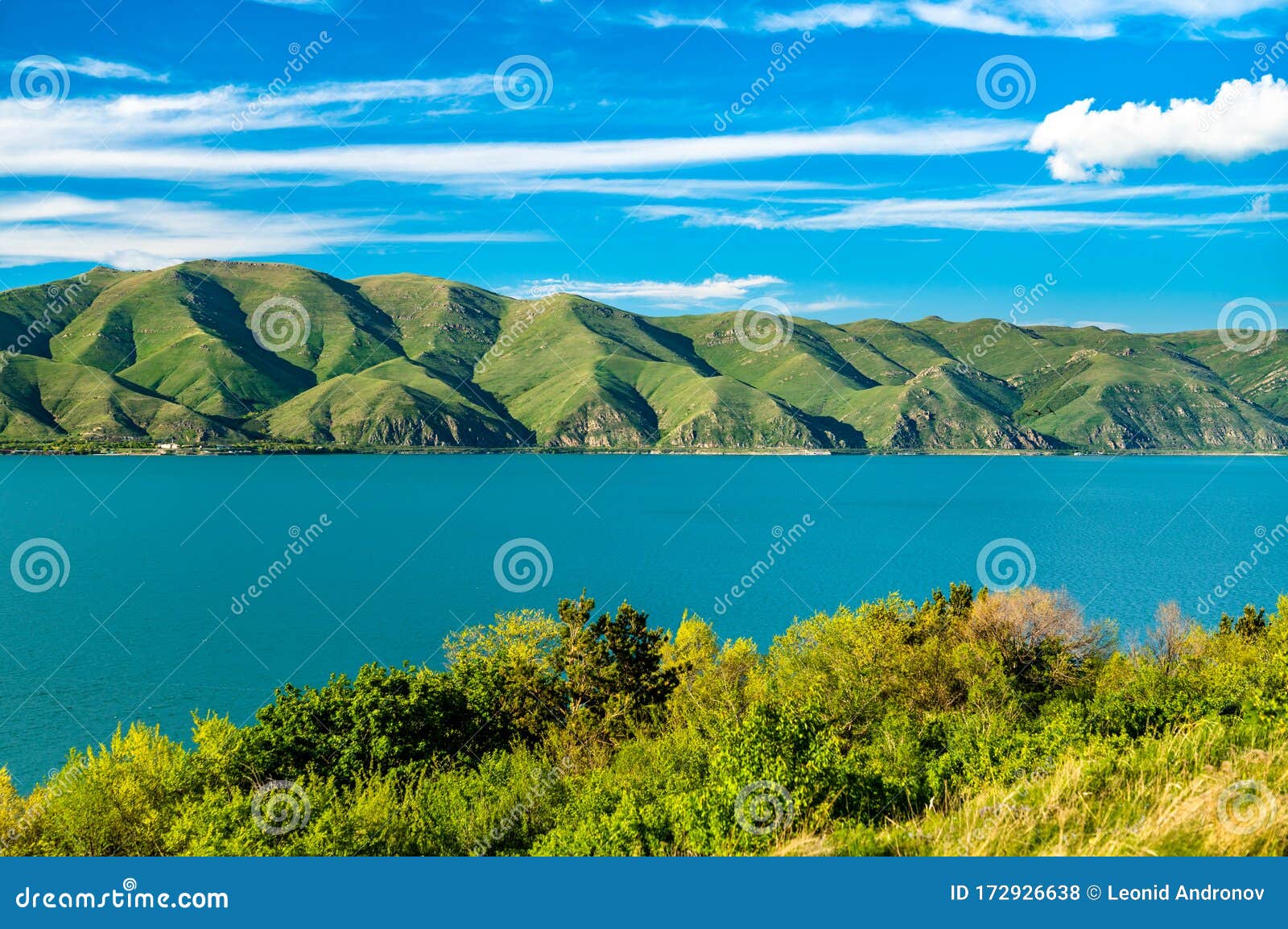 View of Sevan Island in Lake Sevan in Armenia Stock Photo Image of