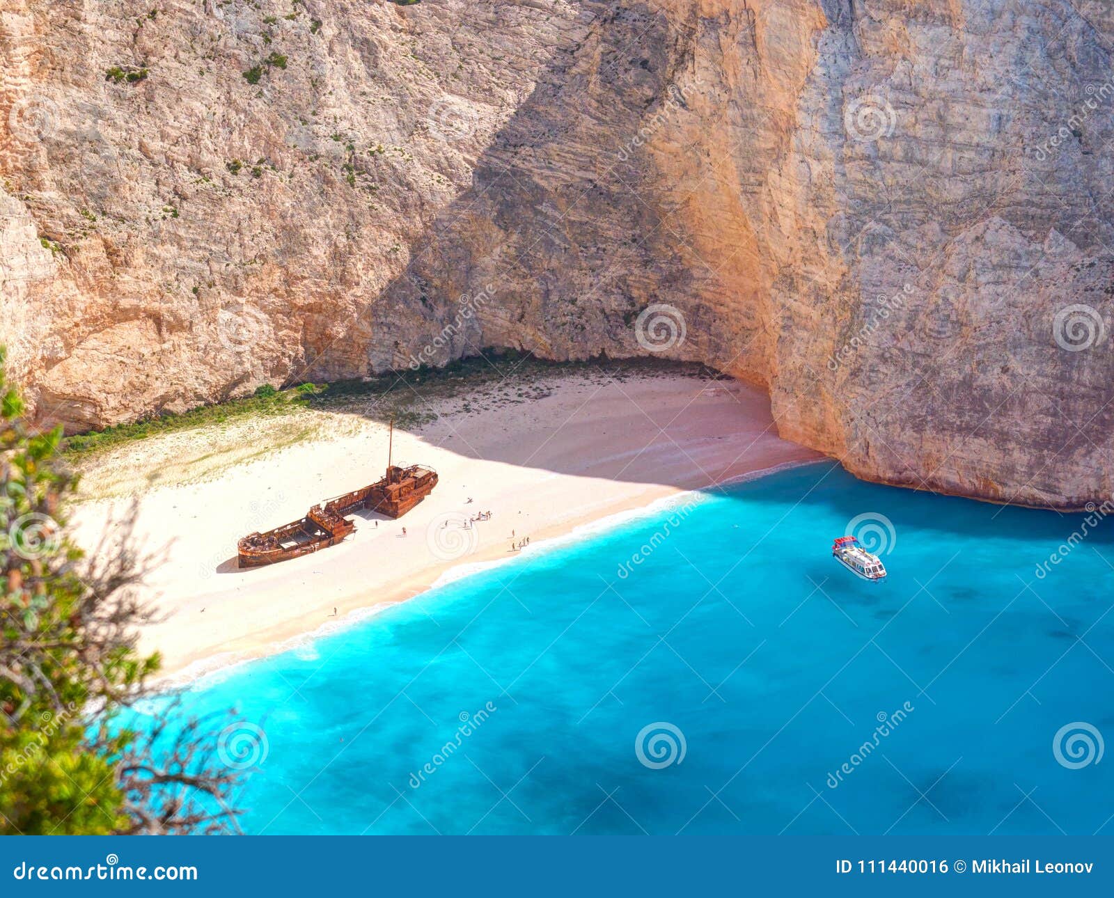 View on Shipwreck Beach in Amazing Bay, Boat and Ship with Swimming ...