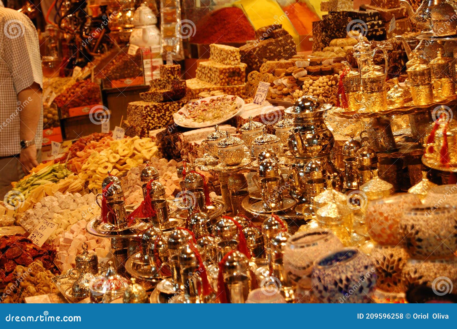 view of the shops of different species of colors, in the spice market, in istanbul turkey