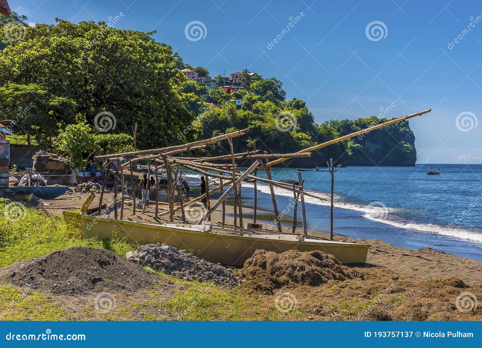 A View of the Shoreline at Barrouallie, Saint Vincent Stock Image ...