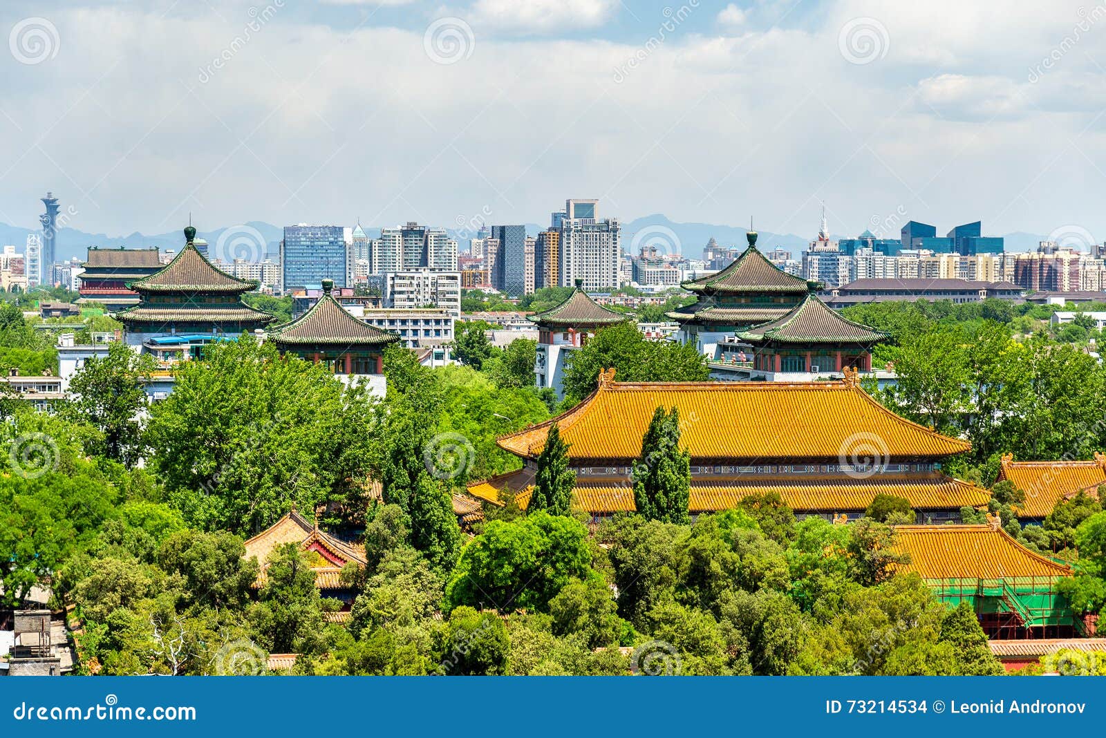 view of shouhuang palace in jingshan park - beijing