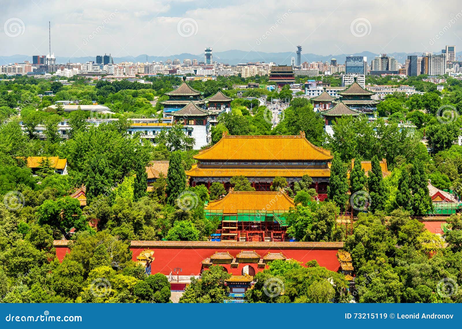view of shouhuang palace in jingshan park - beijing