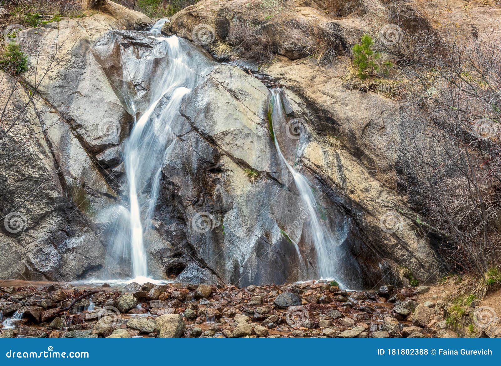 View of Silver Cascade Falls, Colorado Springs Stock Photo Image of