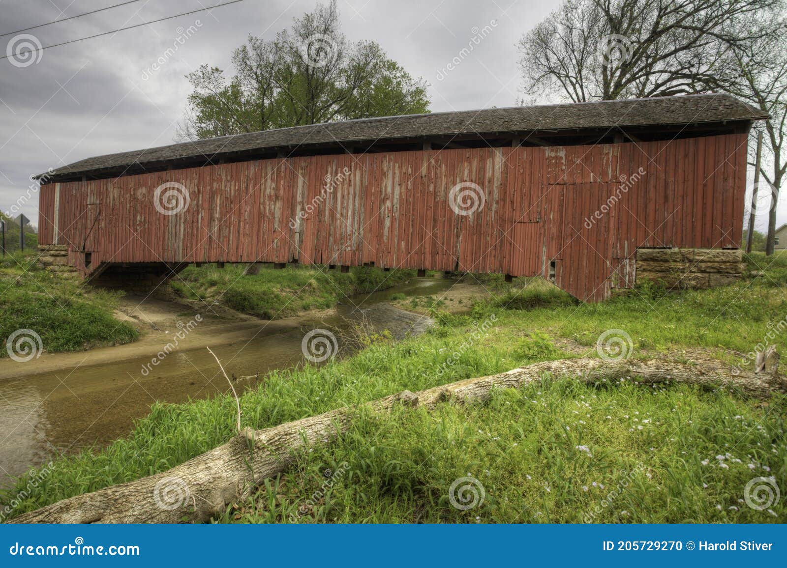View of Sim Smith Covered Bridge in Indiana, United States Stock Photo