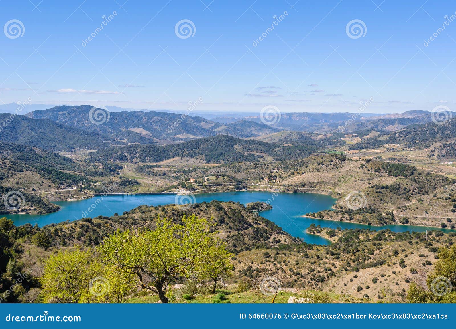 view of siurana dam lake, spain