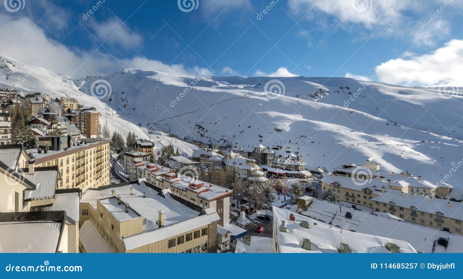 ski resort in sierra nevada mountains in spain