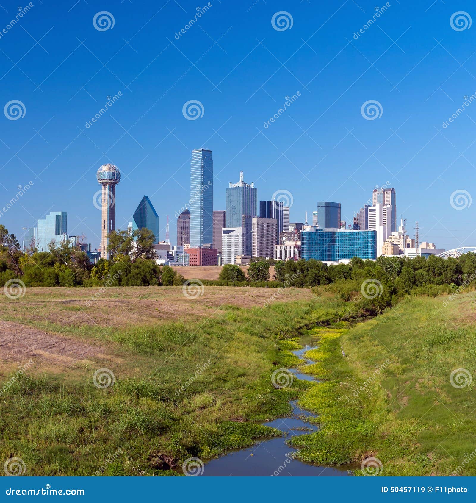 A View of the Skyline of Dallas, Texas Stock Image Image of river