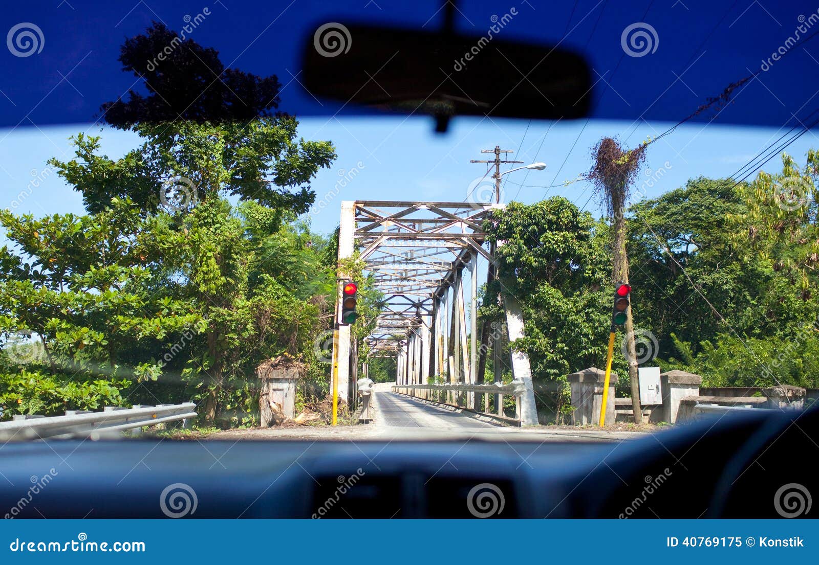 View of the Small Bridge with Serial Movement from a Car Window