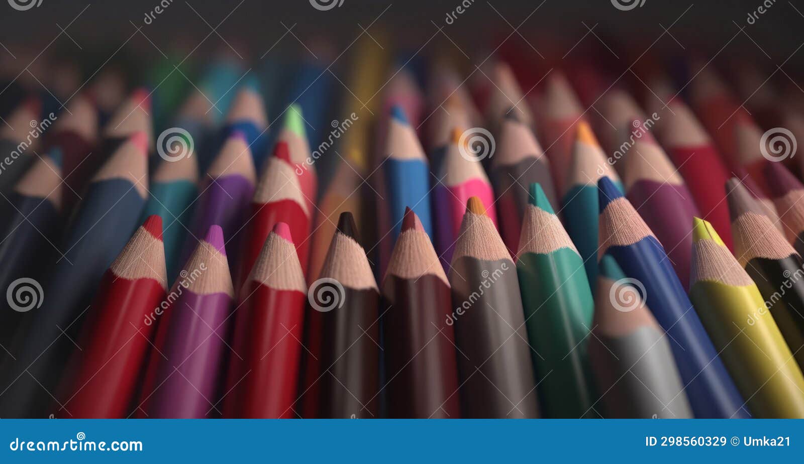 View of the Smooth Rows of Colored Pencils Lying on the Bottom Stock