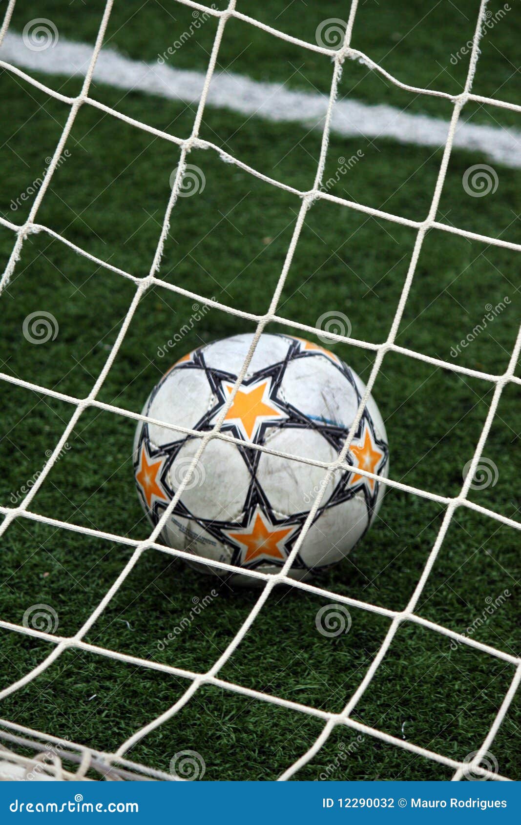 View of a Soccer Ball Inside the Goalpost Stock Photo Image of