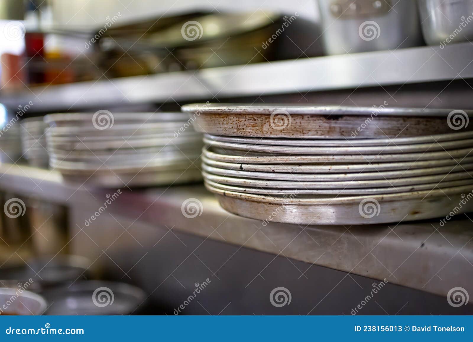 Round Baking Pans in Restaurant Kitchen Stock Image Image of rusty