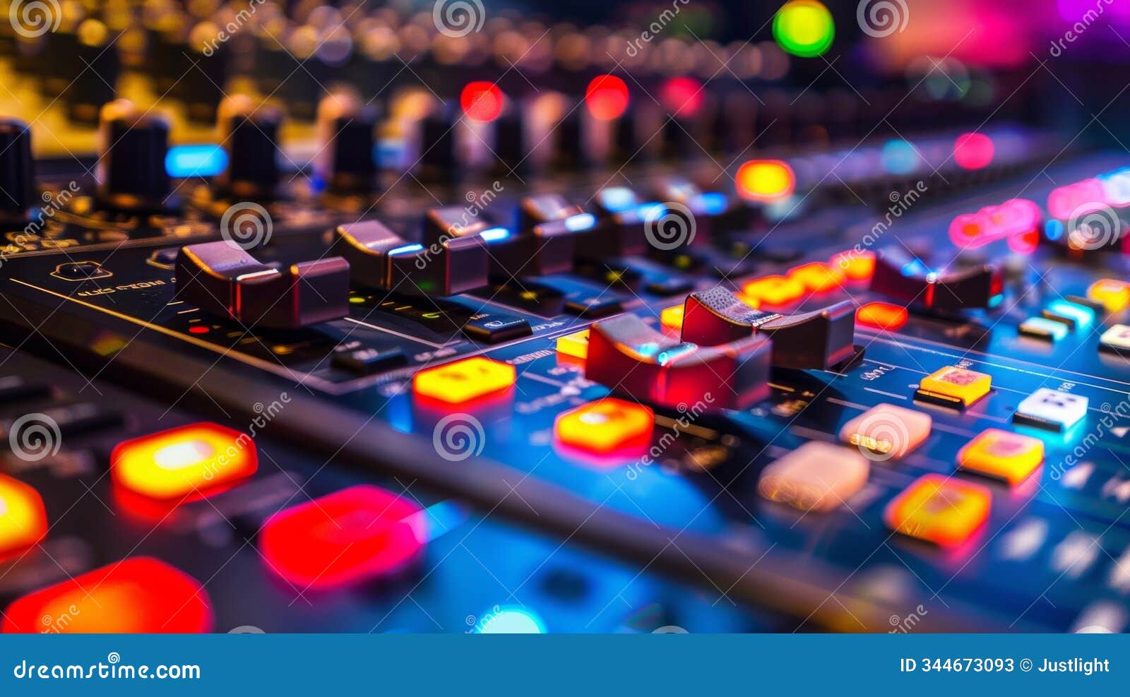 a view of the sound systems control panel with buttons and s ready to play the perfect music for dance rehearsals